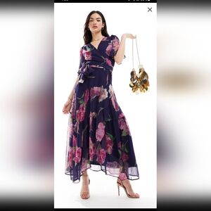 Hope & Ivy Navy & Rose Wrap Dress Size Medium